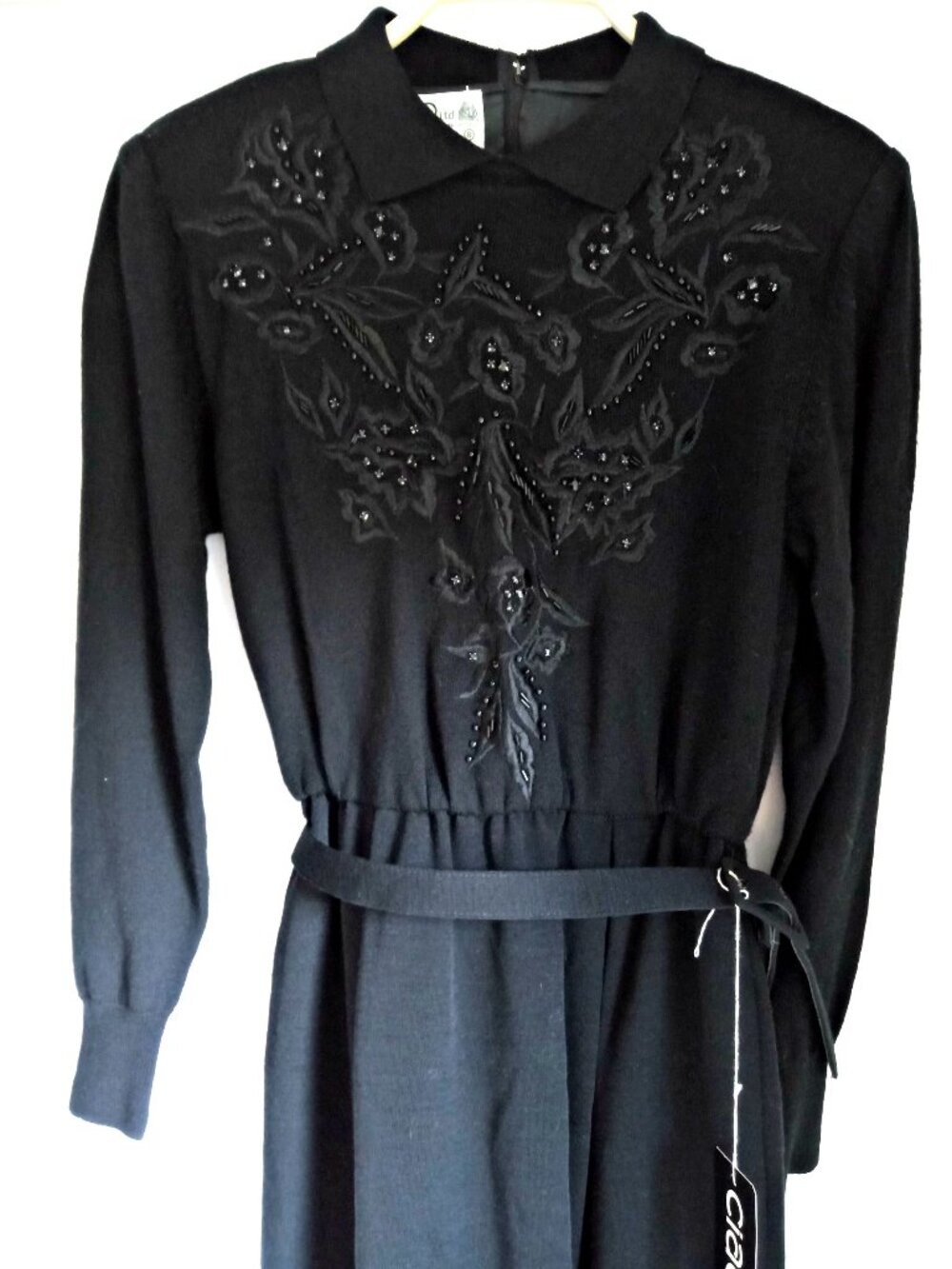 NEW! 80's VINTAGE CIAO LTD. BEADED SWEATER KNIT DRESS HONG KONG